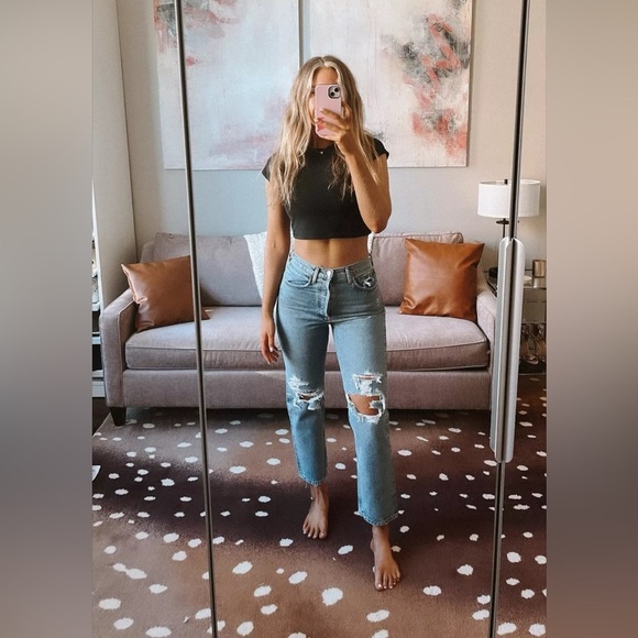 Agolde Denim - Agolde 90's Jeans Wander Color Distressed Mid Rise Loose Fit Sz 29 Organic